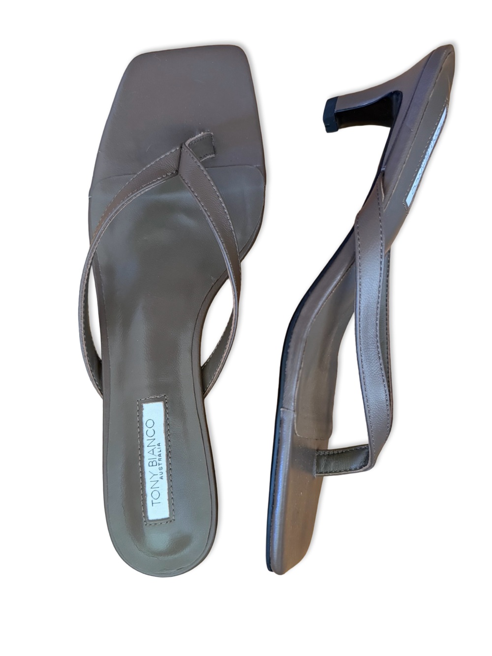 Tony Bianco Pluto Sandals Liqueur Brown Leather Kitten-Heels Mules Revolve 10 - Picture 8 of 11